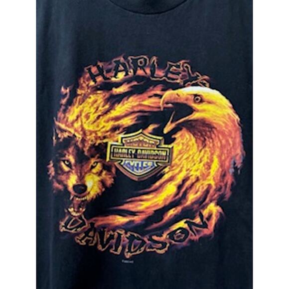 Vintage Harley-Davidson T-Shirt Black Eagle Wolf UK Graphics Multi Unisex XL - Picture 2 of 7
